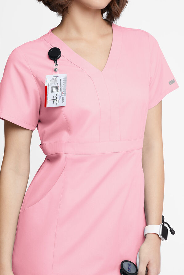 Butter-Soft Originals Women's 4- Pocket V-Neck Empire Waist Dress - Blush - 2