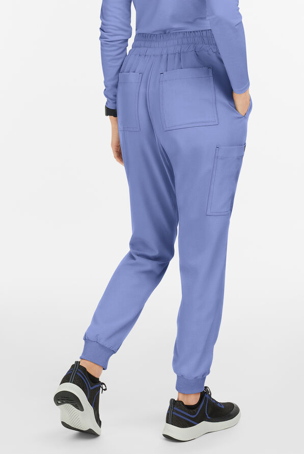 koi Basics Gemma Women's 5-Pocket STRETCH Cargo Jogger Scrub Pants - Ceil Blue - 3