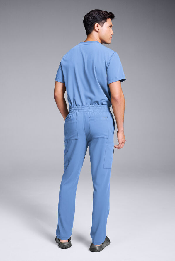 Pantal&oacute;n m&eacute;dico Hypothesis S-R Shift Ready estilo cargo con piernas rectas y 8 bolsillos para hombre - Ceil Blue - 5