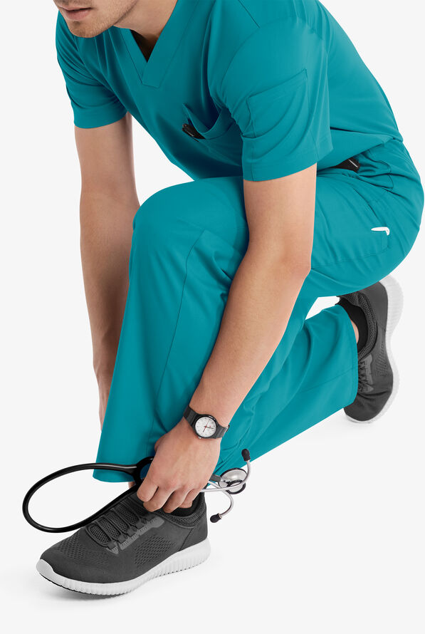 Butter-Soft Core Scrubs Unisex 4-Pocket Cargo Drawstring Scrub Pants- New and Improved - Short - Teal - 4