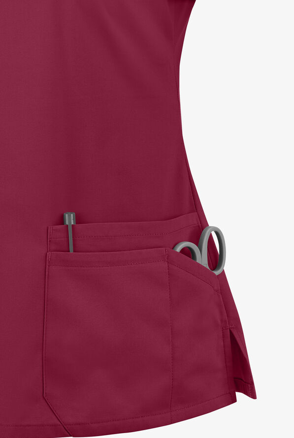 Dickies EDS Signature Women's 6-Pocket Contemporary Fit V-Neck Scrub Top - Wine - 3