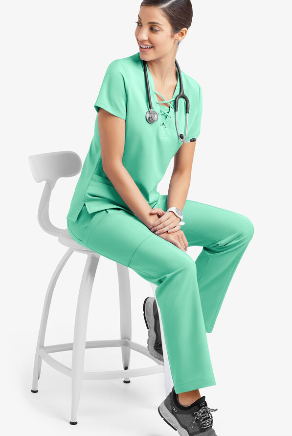 Pantal&oacute;n m&eacute;dico Easy STRETCH Nala Petite con piernas rectas y 5 bolsillos para mujer - Jade Mint - 4
