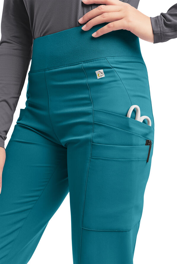 Pantal&oacute;n m&eacute;dico ReSurge by Butter-Soft Petite estilo yoga con 6 bolsillos para mujer **Ligeramente IRREGULAR** - Caribbean Blue - 2
