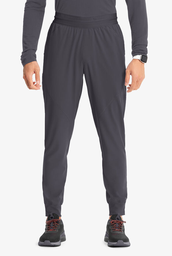 Infinity GNR8 Men's 4-Pocket STRETCH Internal Drawstring Zipper Ankle Vent Cargo Jogger Scrub Pants - Pewter/Vivid Orange - 1