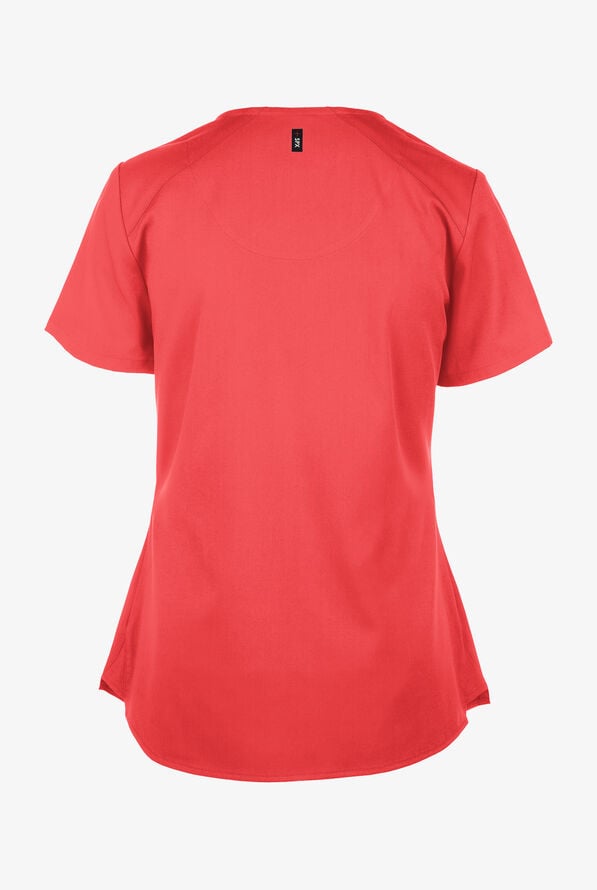 Grey's Anatomy by Barco Spandex STRETCH Emma Women's 4-Pocket V-Neck Scrub Top - Coral Bloom - 3