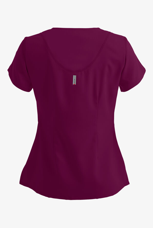 Grey's Anatomy by Barco Cora Women's 4-Pocket Crossover V-Neck Scrub Top - Wine - 2