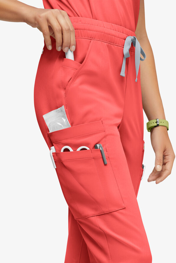 Pantalón médico ReSurge Topaz con cordón ajustable y 11 bolsillos para mujer - Sunset Rose - 3
