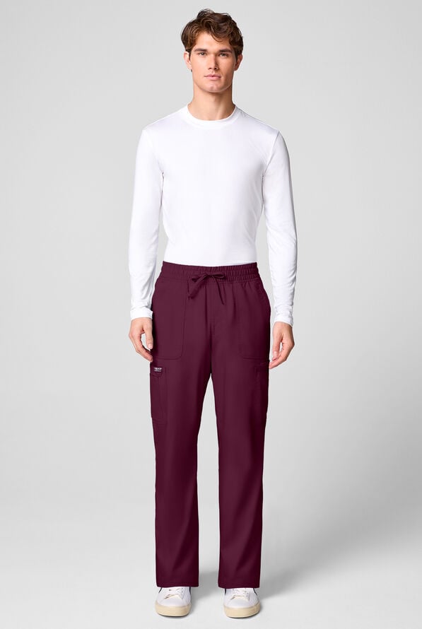 Pantal&oacute;n m&eacute;dico Cherokee Workwear Revolution STRETCH con piernas rectas y 12 bolsillos para hombre - Wine - 6