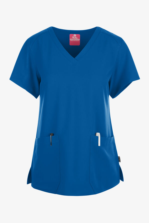 Blusa médica Bella by Zavate Essentials STRETCH con cuello en V y 2 bolsillos para mujer exclusiva de UA - Royal - 1