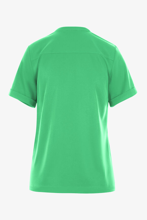 HH Works by Healing Hands Macy Women's 1-Pocket STRETCH Mandarin Collar Tuck In Scrub Top - Surreal Green - 2