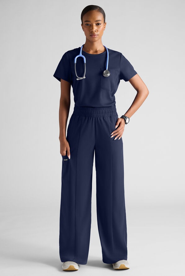Pantal&oacute;n m&eacute;dico Grey's Anatomy&trade; by Barco Spandex Emerson STRETCH de tiro alto con piernas anchas y 5 bolsillos para mujer - Indigo - 6