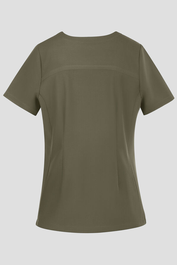 Healing Hands Quest Briana Women's 3-Pocket STRETCH Y-Neck Scrub Top - Olive - 2