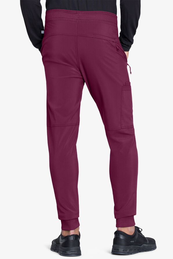 Infinity Men's 5-Pocket STRETCH Cargo Jogger Scrub Pants - Short - Wine - 2