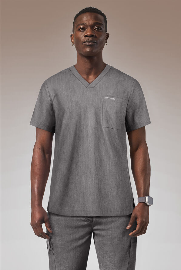 Camisa médica Hypothesis Omni con cuello en V y 1 bolsillo para hombre - Graphite - 1