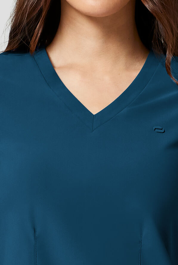 Blusa m&eacute;dica Infinity PURSUIT STRETCH con cuello en V y 2 bolsillos para mujer - Caribbean Blue - 3