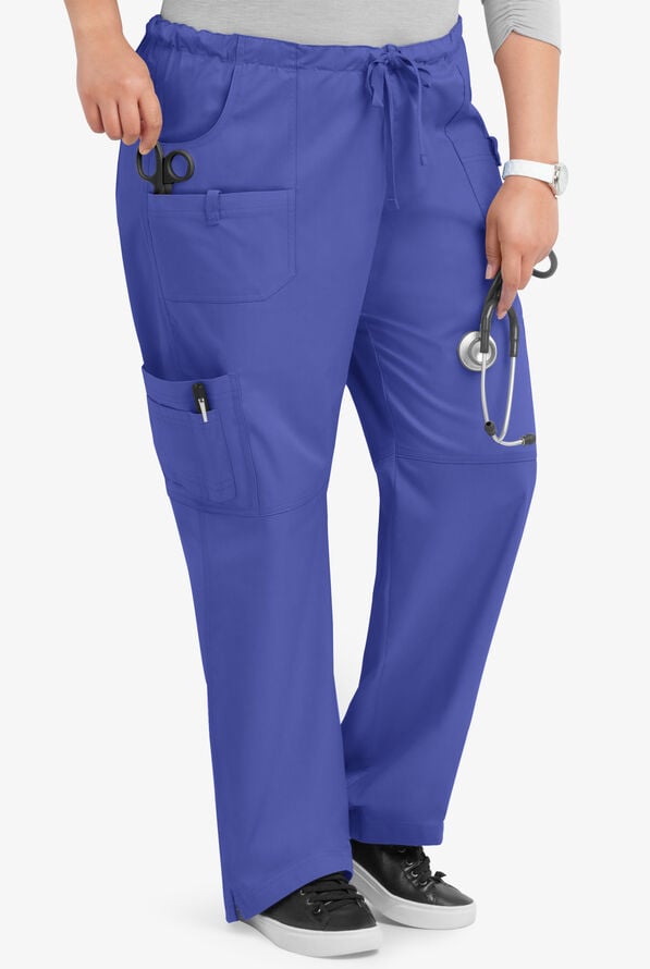 Butter-Soft STRETCH Women's 10-Pocket Drawstring Scrub Pants - Amparo Blue - 4