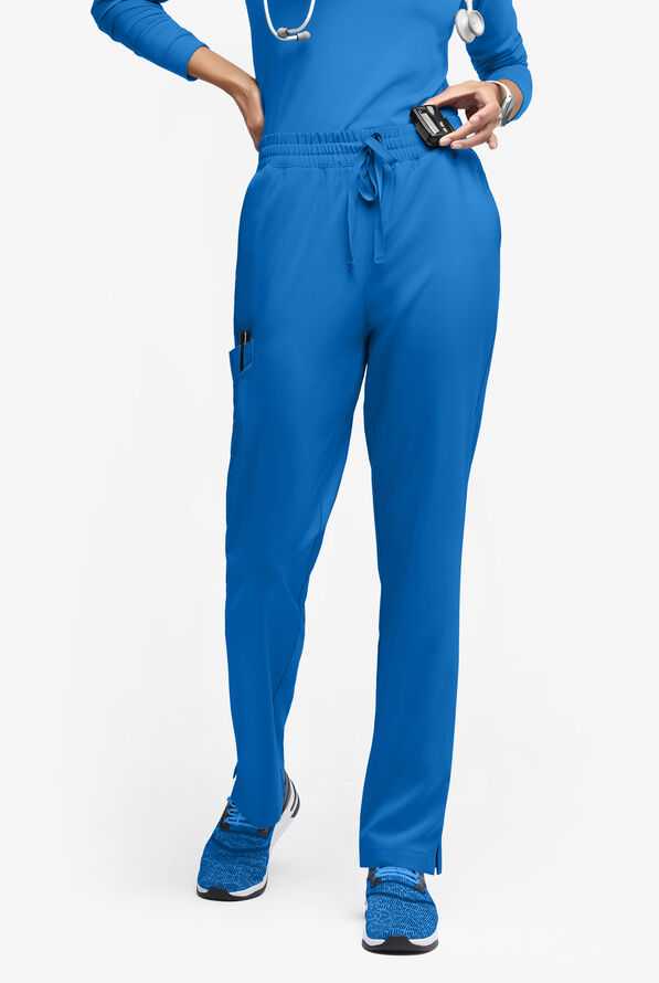 Easy STRETCH Naya Women’s Natural Waist 6-Pocket Straight Leg Scrub Pants - Petite - Royal - 1