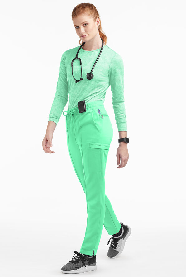 Movement by Butter-Soft Capricorn Women’s 7-Pocket Skinny Pintuck Scrub Pants - Neo Mint - 4