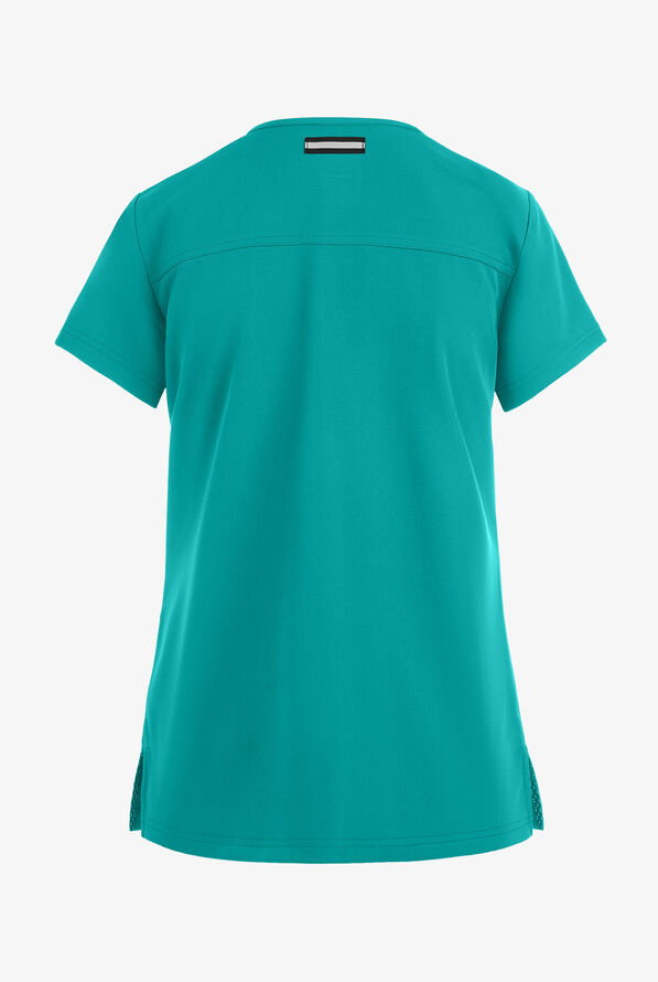 koi Next Gen Hustle and Heart Women's 3-Pocket STRETCH V-Neck Scrub Top - Teal - 2