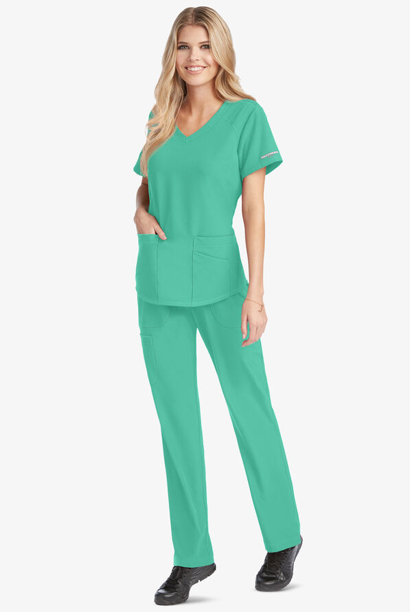Skechers by Barco Breeze Women's 3-Pocket STRETCH V-Neck Scrub Top - Light Jade - 2