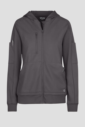 Wink Renew Knit Women's 4-Pocket STRETCH Front Zip Scrub Hoodie Jacket