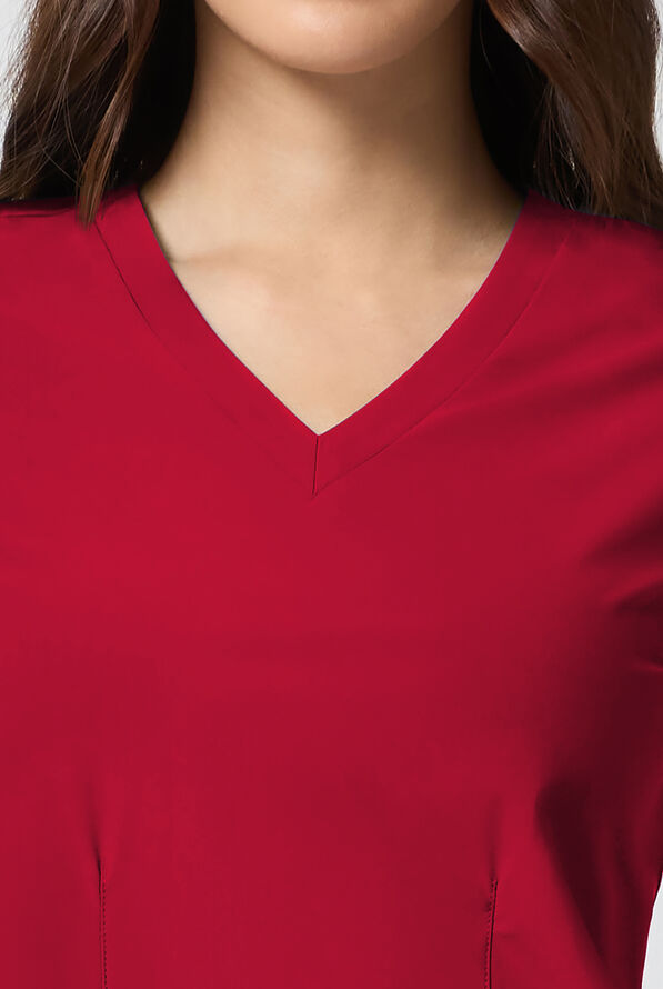 Infinity Pursuit Women's 3-Pocket STRETCH V-Neck Scrub Top - Cherry Pop - 3