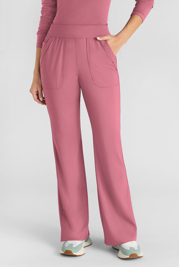 Easy STRETCH Sydney Women's Flare Leg Scrub Pants – 2-Piece Jumpsuit Bottom - Tea Rose - 1