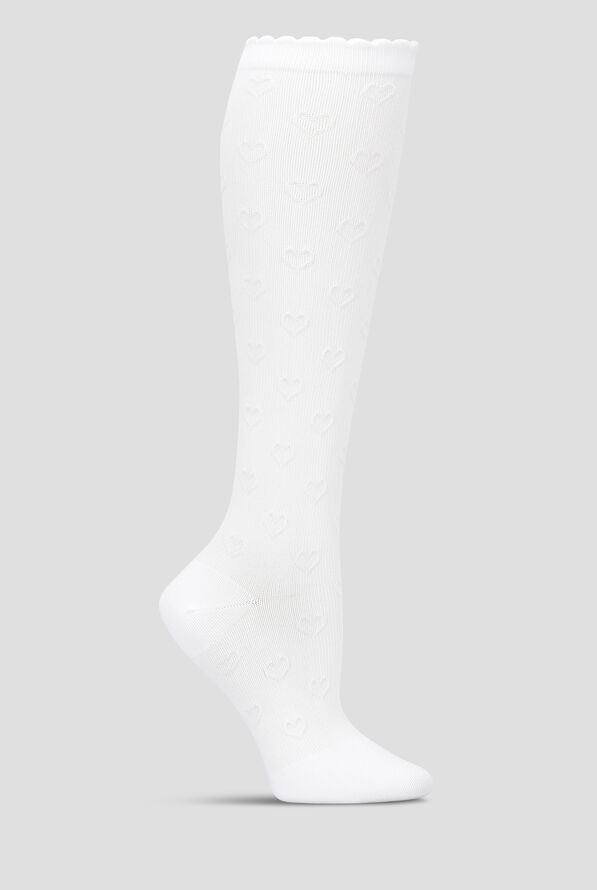 Nurse Mates Textured Raised Hearts Women's 12-14 mmHg Light Compression Socks - White - 1