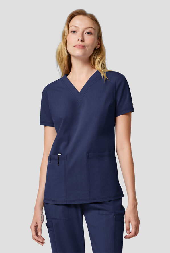 Dickies Forge Women's 2-Pocket V-Neck Scrub Top - Navy - 3