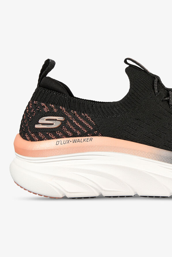 Skechers Sport Women's D'Lux Walker Let It Glow Black Athletic Lace Up Nursing Shoes - Black - 4