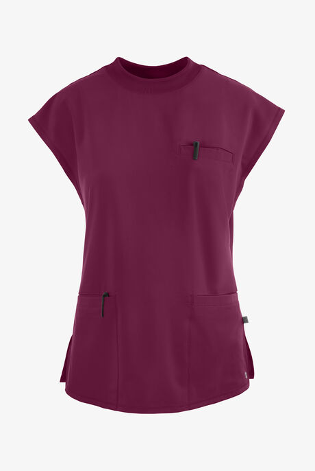 Infinity Women's 4-Pocket STRETCH Dolman Sleeve Rib-Knit Mock Neck Scrub Top