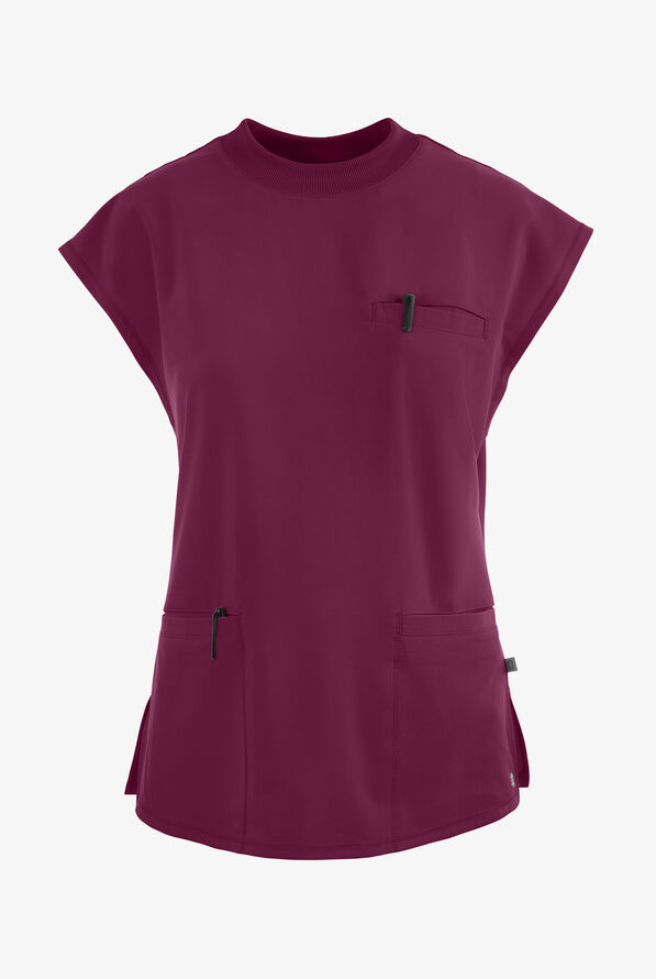 Blusa médica Cherokee Infinity STRETCH con mangas dolmán y 4 bolsillos para mujer - Wine - 1