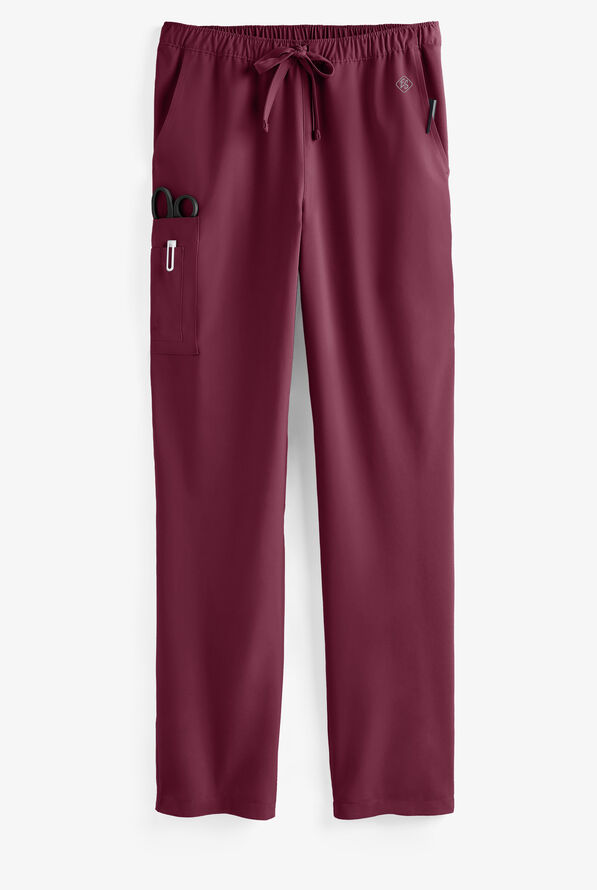 Easy STRETCH Morgan Unisex 5-Pocket Drawstring Scrub Pants - Wine - 1