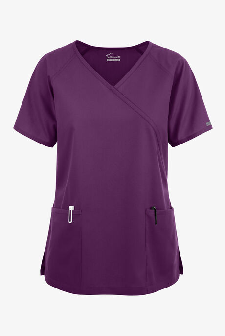 Butter-Soft Originals Women's 3-Pocket Mock Wrap Scrub Top