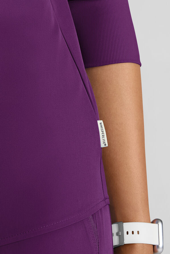 WhisperLite LYRA Women's 2-Pocket STRETCH 3/4" Sleeve Scrub Top - Eggplant - 5