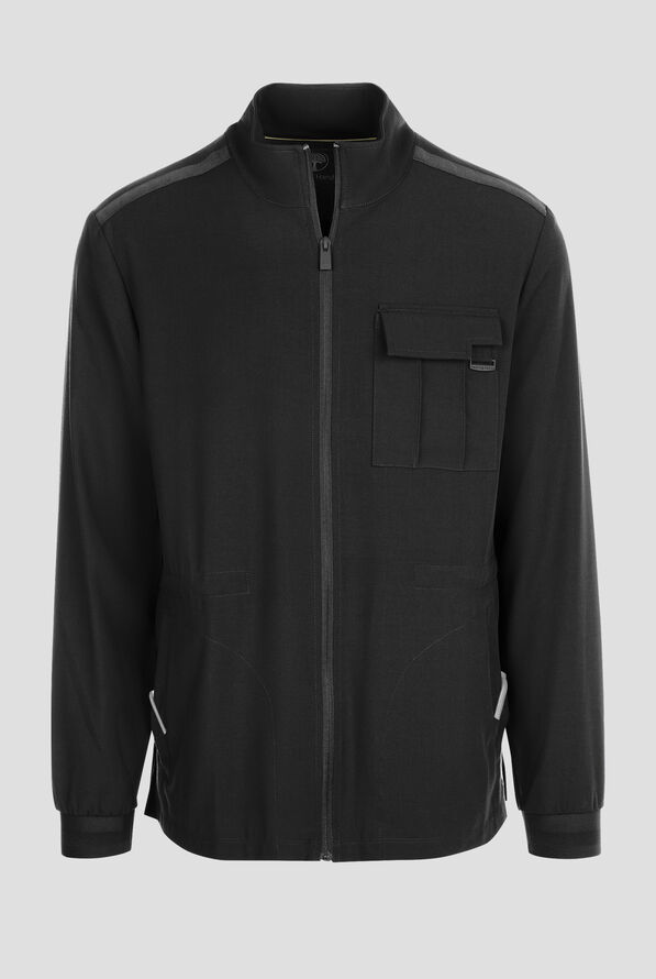 Healing Hands Quest Men's 4-Pocket STRETCH Zip Front Utility Scrub Jacket - Black - 1
