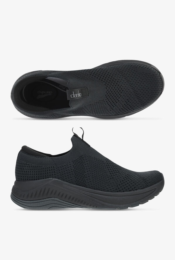 Dansko Women's Pep Black Knit Athletic Lace Up Shoes - Black - 1