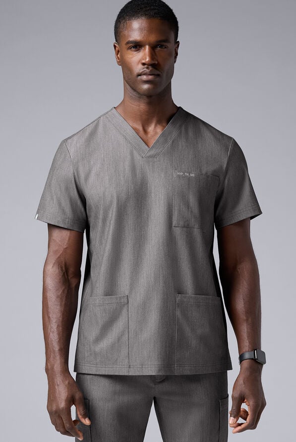 Hypothesis S-R Shift Ready Men's 4-Pocket V-Neck Scrub Top - Graphite - 1
