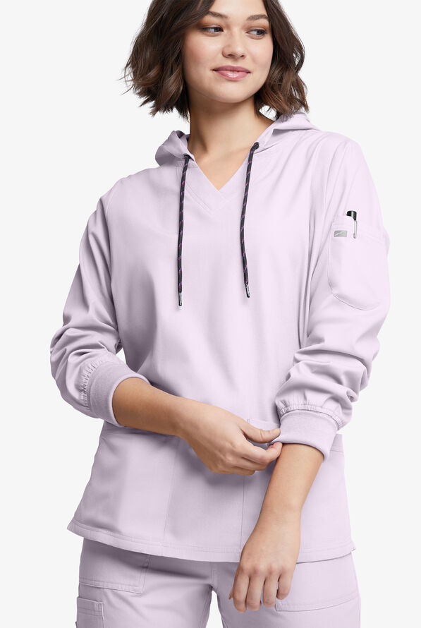Sudadera médica manga larga Butter-Soft Originals con capucha y 5 bolsillos para mujer - Orchid Petal - 2