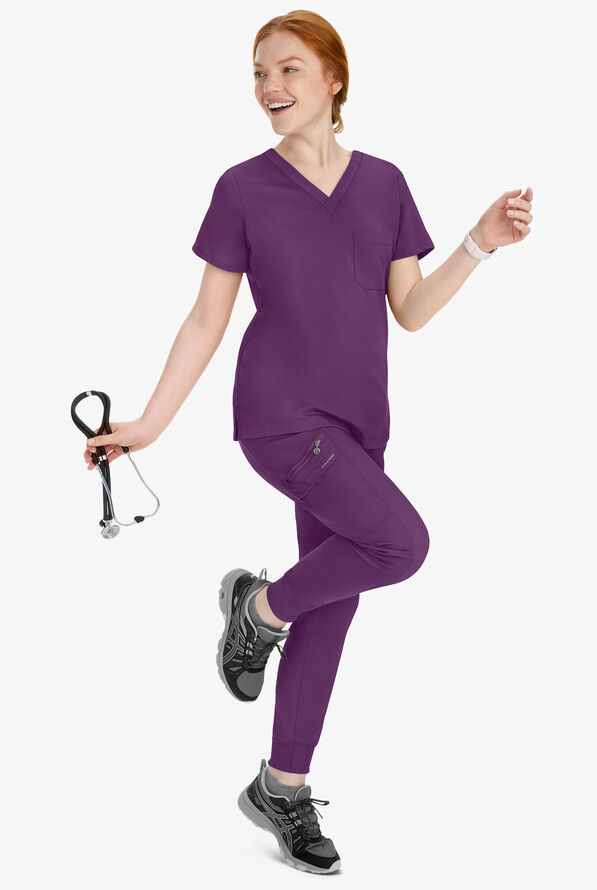 Healing Hands Purple Label Toby Women's 7-Pocket STRETCH Jogger Drawstring Scrub Pant - Eggplant - 6