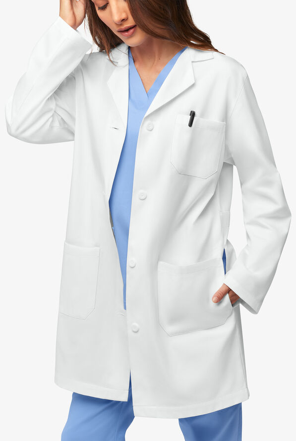 UA Women's 3-Pocket 39“ Lab Coat - White - 2