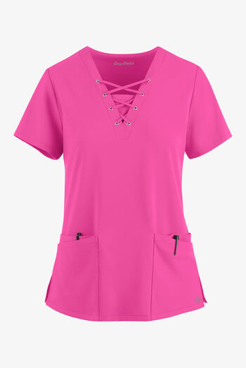 Easy STRETCH Gisele Women's 4-Pocket Lace Up V-Neck Scrub Top