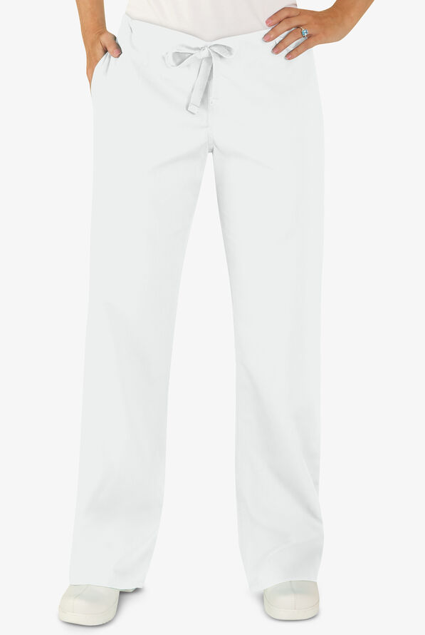 UA Best Buy Scrubs Women's 3-Pocket Moderate Flare Leg Drawstring Pants - White - 1