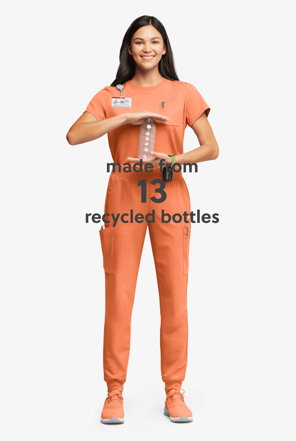 ReSurge Citrine Women's 1-Pocket Crew Neck Tuck In / Wear Out Scrub Top - Coral Haze - 5