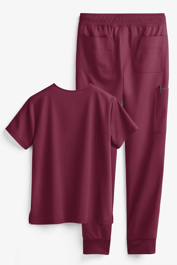 Tafford Active STRETCH Men's 5-Pocket Jogger Scrub Set - Wine - 2