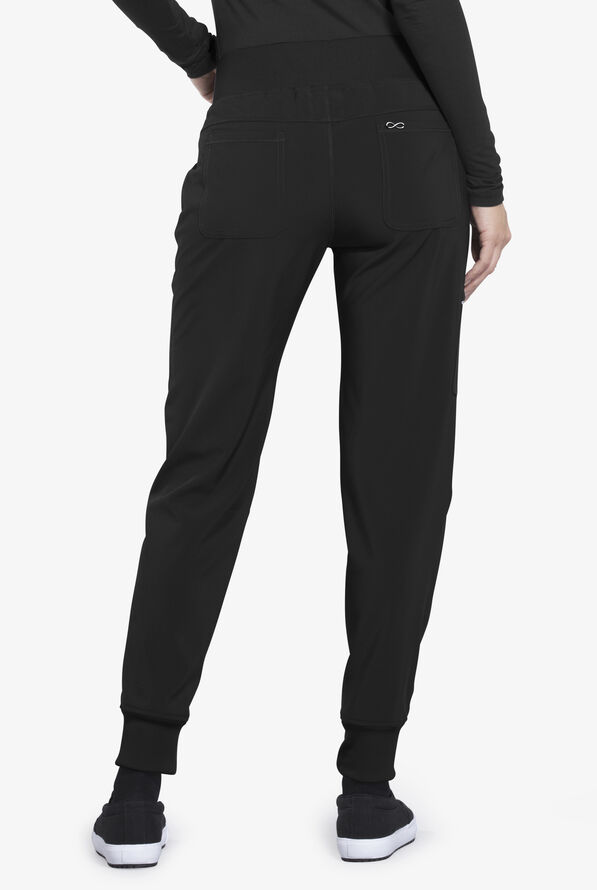 Infinity Women's 5-Pocket STRETCH Tapered Jogger Cargo Scrub Pants - Black - 2