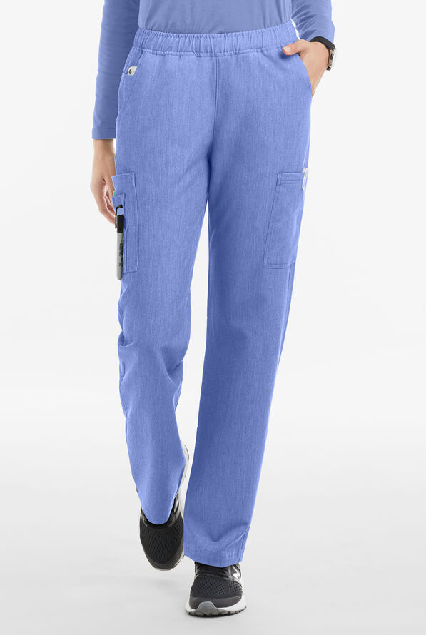 MOVEMENT by Butter-Soft Rigel Women's 9-Pocket Interior Drawstring STRETCH Scrub Pants - Electric Blue Heather - 1