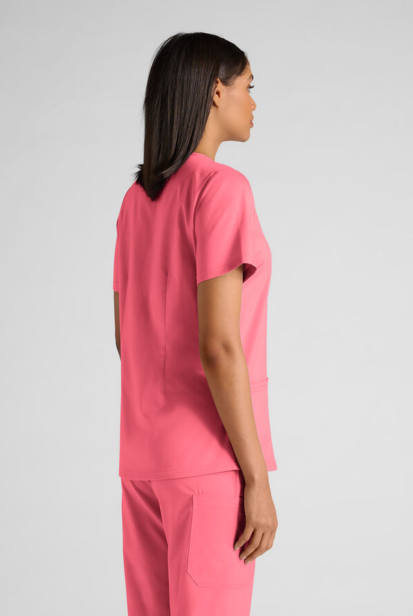 Butter-Soft STRETCH FLXTEK+ Women's 4-Pocket V-Neck Scrub Top - Rouge Rose - 2