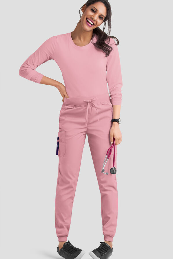 Butter-Soft STRETCH Women's 5-Pocket Cargo Jogger Scrub Pants - Cosmo Pink - 2