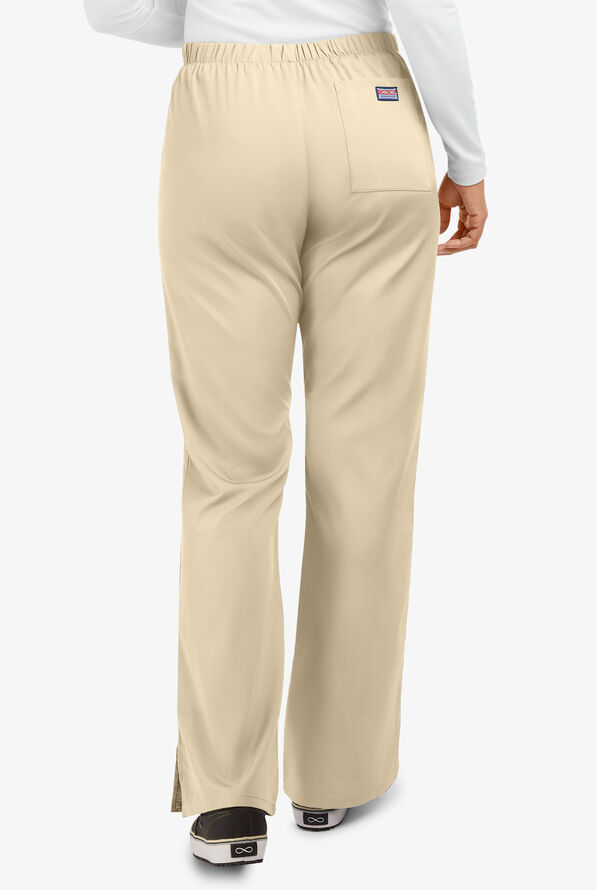 Cherokee Workwear Women's 3-Pocket Flare Leg Drawstring Scrub Pants - Tall - Khaki - 4